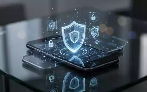 Abstraktes digitales Sicherheitsschild auf einem Smartphone als Symbol für den Schutz mobiler Betriebssysteme. - Foto: über boerse-global.de