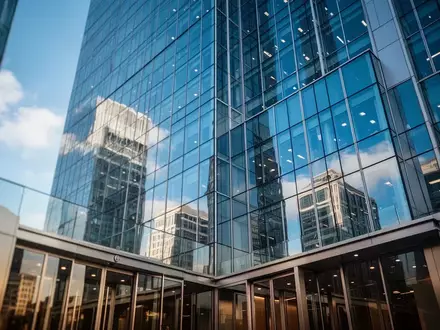 Modernes Bürogebäude im Finanzviertel bei strahlend blauem Himmel - Foto: über boerse-global.de