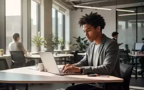 Ein junger Berufstätiger arbeitet konzentriert an einem Laptop in einem modernen, hellen Büro-Ambiente. - Foto: über boerse-global.de