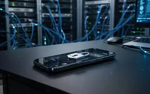 Ein verschlossenes Dienst-Smartphone liegt auf einem Schreibtisch vor unscharfen Serverschränken in einem IT-Sicherheitszentrum. - Foto: über boerse-global.de