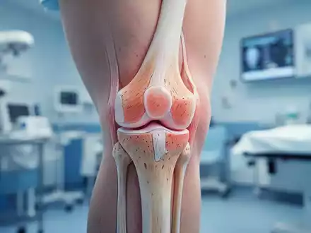 Nahaufnahme eines menschlichen Kniegelenks in einem klinischen Umfeld als Symbol für moderne arthrose-behandlungen. - Foto: über boerse-global.de
