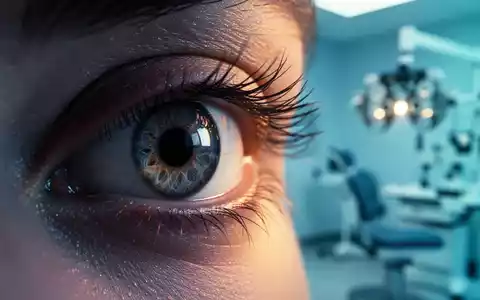Nahaufnahme eines menschlichen Auges mit Fokus auf die Iris vor einem unscharfen, medizinisch-klinischen Hintergrund. - Foto: über boerse-global.de