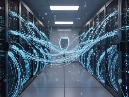 Leuchtende Glasfaserkabel in einem Serverraum, die digitale Sicherheit und Datenschutz symbolisieren. - Foto: über boerse-global.de
