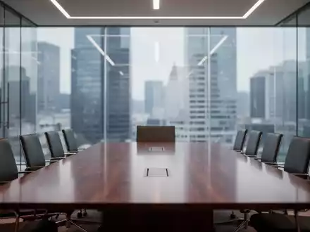 Moderner, minimalistischer Konferenzraum in einem Bürogebäude, der Unternehmensführung und strategische Entscheidungen symbolisiert. - Foto: über boerse-global.de