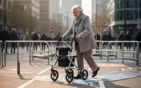 Ein Senior trainiert mit einem Rollator in einem Mobilitätsparcours zur Förderung der Sicherheit im öffentlichen Raum. - Foto: über boerse-global.de