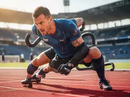 Ein Profi-Eishockeyspieler absolviert während des Sommertrainings bei heißem Wetter eine intensive athletische Übung. - Foto: über boerse-global.de