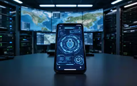 Ein sicheres Smartphone mit digitaler Verschlüsselungsoberfläche in einem schwach beleuchteten militärischen Kommandozentrum. - Foto: über boerse-global.de