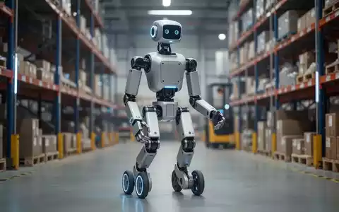 Ein humanoider Roboter arbeitet in einem modernen Industrielager. - Foto: über boerse-global.de