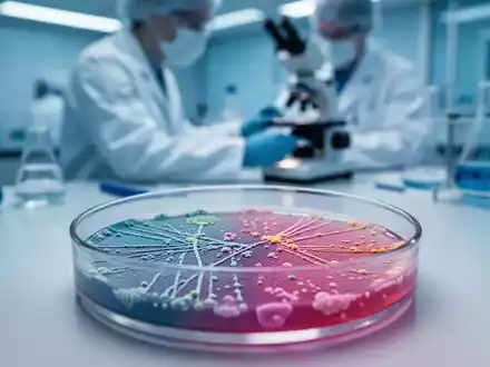 Nahaufnahme einer Labor-Petrischale mit Bakterienkulturen vor dem Hintergrund eines unscharfen Wissenschaftlers im Labor. - Foto: über boerse-global.de