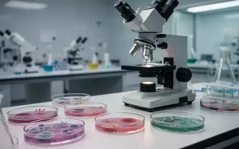 Ein Mikroskop in einem modernen Labor mit wissenschaftlichen Probenbehältern vor einem unscharfen Hintergrund. - Foto: über boerse-global.de