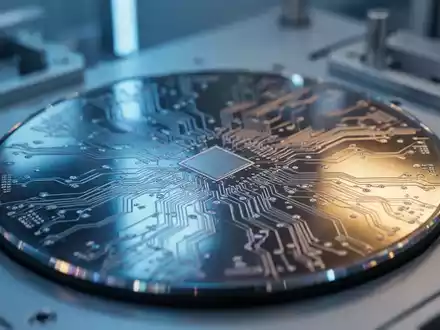 Hochmoderne Silizium-Wafer in einer Chip-Produktionsanlage bei bläulicher Beleuchtung. - Foto: über boerse-global.de