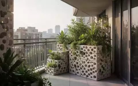 3D-gedruckte Keramikstrukturen mit Pflanzen zur natürlichen Kühlung auf einem modernen urbanen Balkon. - Foto: über boerse-global.de