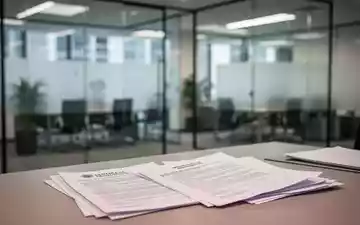Ein moderner Büroraum mit verschwommenem Hintergrund und juristischen Unterlagen auf einem Schreibtisch. - Foto: über boerse-global.de