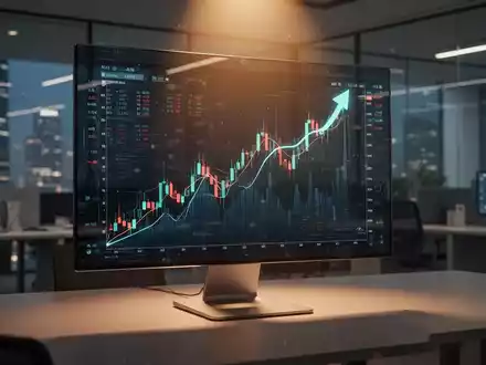Ein digitaler Aktienkurs-Graph auf einem Monitor, der nach oben zeigt und finanzielles Wachstum symbolisiert. - Foto: über boerse-global.de