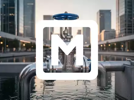 Moderne städtische Wasserinfrastruktur mit einem glänzenden Industrieventil bei Sonnenaufgang. - Foto: über boerse-global.de