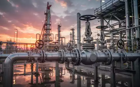 Moderne Erdöl- und Erdgasanlage bei Sonnenuntergang mit Fokus auf industrielle Infrastruktur. - Foto: über boerse-global.de
