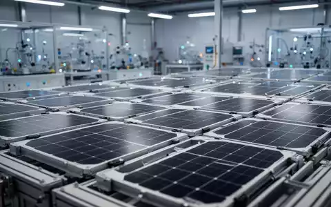 Großformatige Wasserstoff-Solarmodule in einer modernen Industrieanlage in Austin. - Foto: über boerse-global.de