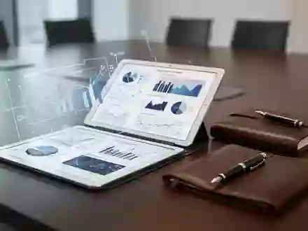 Ein Tablet mit Finanzgrafiken und ein Notizbuch auf einem Konferenztisch als Symbol für betriebswirtschaftliche Schulung. - Foto: über boerse-global.de