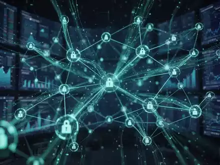 Abstrakte Visualisierung eines digitalen Netzwerks mit leuchtenden Datenknoten und Verbindungen. - Foto: über boerse-global.de