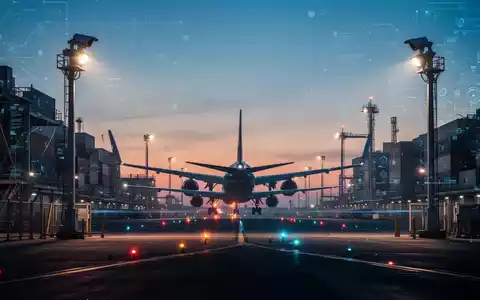 Ein beleuchteter Logistik-Flughafen bei Dämmerung mit Frachtflugzeugen und Sicherheitsinfrastruktur. - Foto: über boerse-global.de