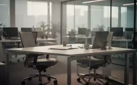 Ein leerer, moderner Schreibtisch in einem Büro mit weichem, cineastischem Licht, das die Atmosphäre psychischer Belastung symbolisiert. - Foto: über boerse-global.de