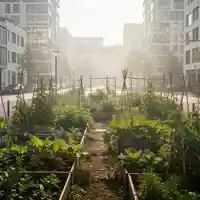 Ein grüner Kleingarten inmitten einer dicht bebauten Stadt an einem heißen Sommertag als kühle Oase. - Foto: über boerse-global.de