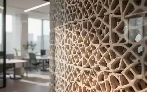 Innovative 3D-gedruckte Keramikwand mit komplexer TPMS-Geometrie zur energieeffizienten Kühlung in einem modernen Büro. - Foto: über boerse-global.de