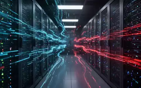 Futuristische Serverräume mit leuchtenden Datenströmen als Symbol für KI-gesteuerte Cyberangriffe. - Foto: über boerse-global.de