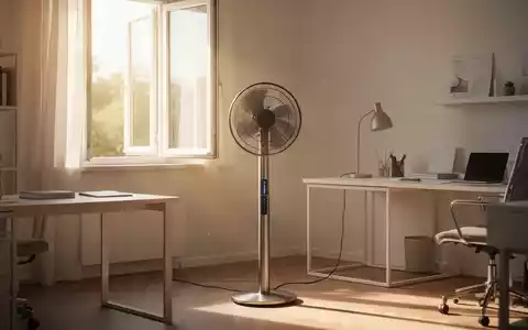 Moderner Standventilator in einem hellen Büro am Fenster zur effektiven Luftzirkulation bei Sommerhitze. - Foto: über boerse-global.de