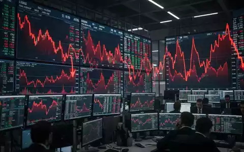Rote Aktienkurven und fallende Börsencharts auf einem digitalen Bildschirm bei einem Marktabsturz. - Foto: über boerse-global.de