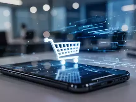 Modernes Smartphone mit digitalem Interface für Online-Handel und KI-gestützte Einkaufsprozesse. - Foto: über boerse-global.de