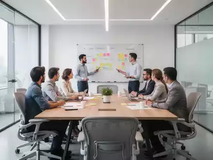 Professionelles Team in einem modernen Konferenzraum während einer strategischen Klausurtagung. - Foto: über boerse-global.de