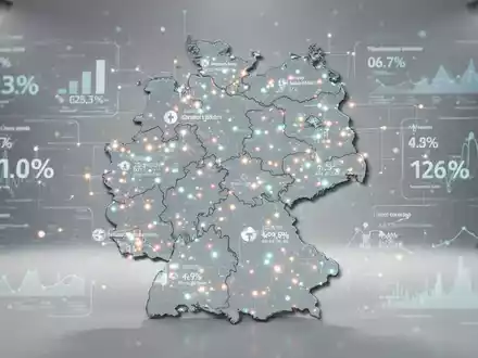 Digitale Landkarte von Deutschland mit grafischen Datenpunkten zur Gesundheitsstatistik. - Foto: über boerse-global.de