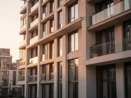 Fassade eines modernen Wohngebäudes bei Sonnenuntergang als Symbol für den Immobilienmarkt. - Foto: über boerse-global.de