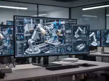 Ein moderner Arbeitsplatz für Industriedesign mit hochauflösenden Monitoren, die komplexe technische Software zeigen. - Foto: über boerse-global.de
