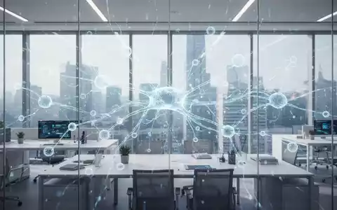 Abstrakte digitale KI-Netzwerke in einer modernen Büroumgebung als Symbol für IT-Transformation. - Foto: über boerse-global.de