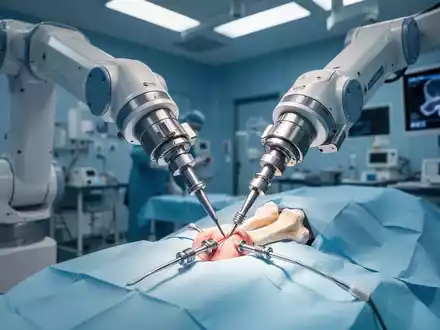 Ein robotergestütztes chirurgisches System bei einer orthopädischen Operation in einem modernen Operationssaal. - Foto: über boerse-global.de