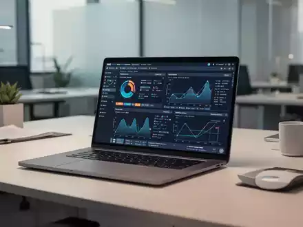 Ein modernes Laptop auf einem sauberen Büroschreibtisch mit professionellen Unternehmenssoftware-Oberflächen. - Foto: über boerse-global.de