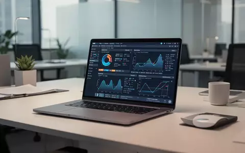 Ein modernes Laptop auf einem sauberen Büroschreibtisch mit professionellen Unternehmenssoftware-Oberflächen. - Foto: über boerse-global.de