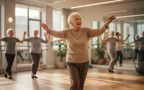 Eine ältere Person bei einer Tanztherapie-Einheit in einem hellen Studio zur Förderung der kognitiven Gesundheit. - Foto: über boerse-global.de