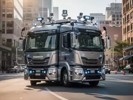 Ein autonomer Lastwagen fährt im Rahmen eines Logistik-Pilotprojekts auf einer Stadtstraße. - Foto: über boerse-global.de