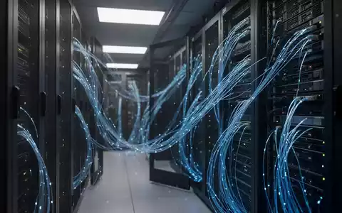 Moderne Serverräume mit leuchtenden Glasfaserkabeln und Server-Racks als Symbol für Cybersicherheit und IT-Infrastruktur. - Foto: über boerse-global.de