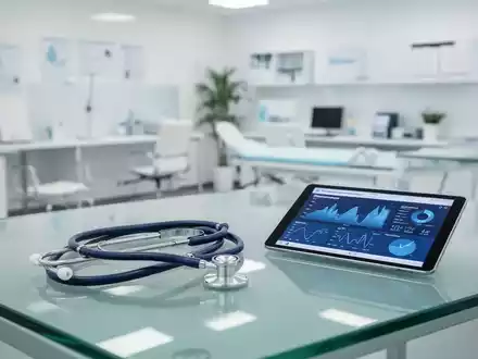 Ein Stethoskop und ein Tablet mit Gesundheitsstatistiken auf einem Schreibtisch in einer modernen Arztpraxis. - Foto: über boerse-global.de