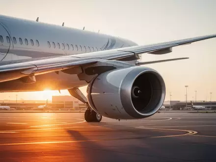 Ein Passagierflugzeug am Flughafen bei Sonnenuntergang als Symbol für die Regulierung nachhaltiger Flugkraftstoffe. - Foto: über boerse-global.de