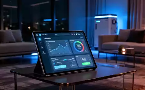 Ein modernes Smart-Home-Energiemanagementsystem auf einem Tablet bei Nacht, das die Energieoptimierung visualisiert. - Foto: über boerse-global.de