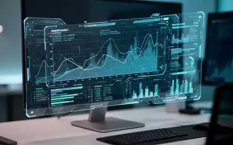 Ein holografisches Display zeigt komplexe Systemleistungsdaten und Grafiken auf einem Computerbildschirm. - Foto: über boerse-global.de