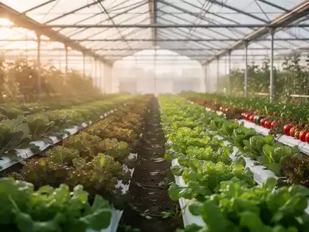 Nahaufnahme von frischem Gemüse in einem modernen Gewächshaus als Symbol für die Herausforderungen in der Landwirtschaft. - Foto: über boerse-global.de