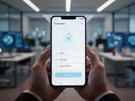 Nahaufnahme eines modernen Smartphone-Bildschirms mit einer übersichtlichen KI-gesteuerten Einrichtungsoberfläche in einem professionellen Umfeld. - Foto: über boerse-global.de