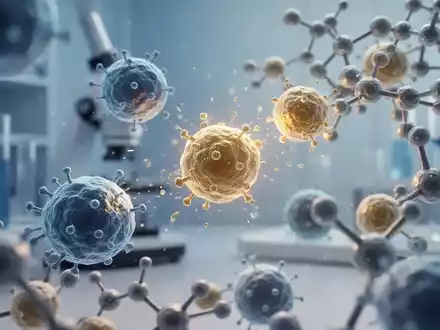Mikroskopische Darstellung von Immunzellen und Proteinmolekülen bei einer medizinischen Untersuchung. - Foto: über boerse-global.de