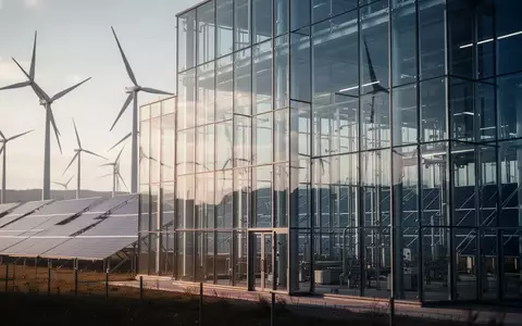 Moderne Infrastrukturanlagen wie Windräder und Solarpaneele vor einem verschwommenen Hintergrund. - Foto: über boerse-global.de
